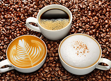 Hot coffee in a variety of flavors and styles