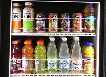 Fresh juices and sports drinks in our reach in coolers
